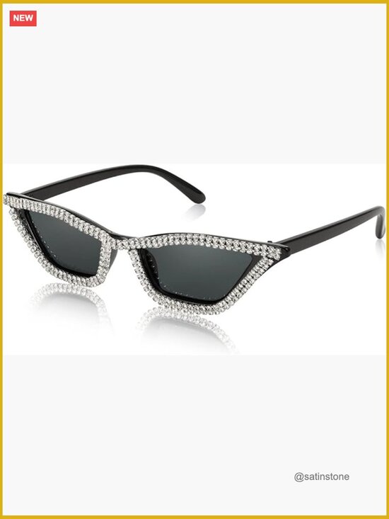 Small Cat Eye Sunglasses with Sparkling Crystal Frame main image 3